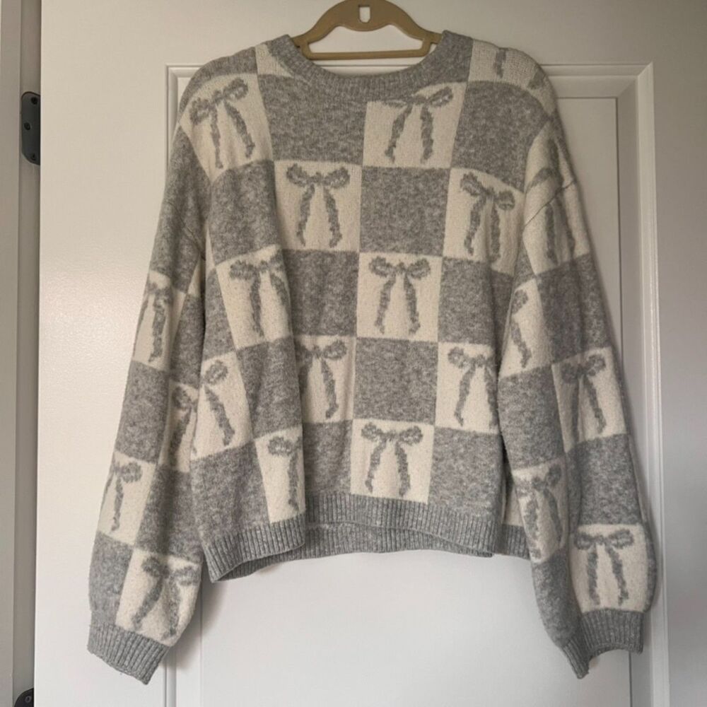 A New Day Cream Pointelle Knit Sweater - Coquette - Size L - Picture 3 of 3